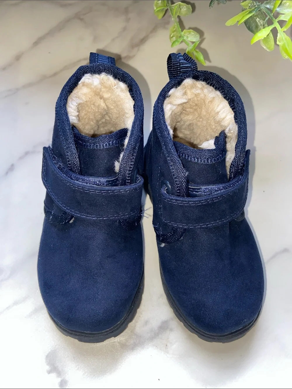 Baby Navy Faux-Shearling Winter Boots Size 5